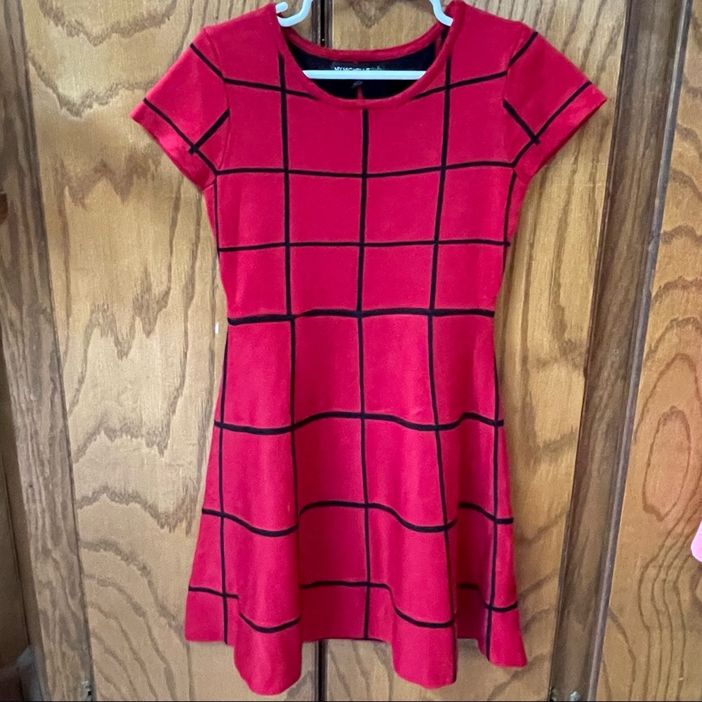 My Michelle Red and black dress. Tapered waist. Girls size Small (approx 5-6)